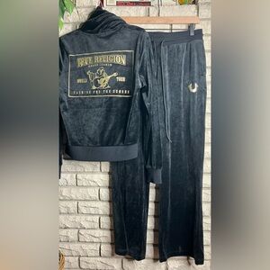 Y2K True Religion Velour Velvet Track Suit Set